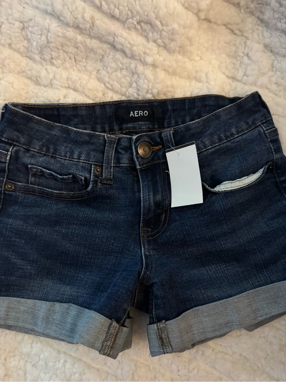 Aero Women's Dark Indigo Roll-Cuff Jean Shorts
